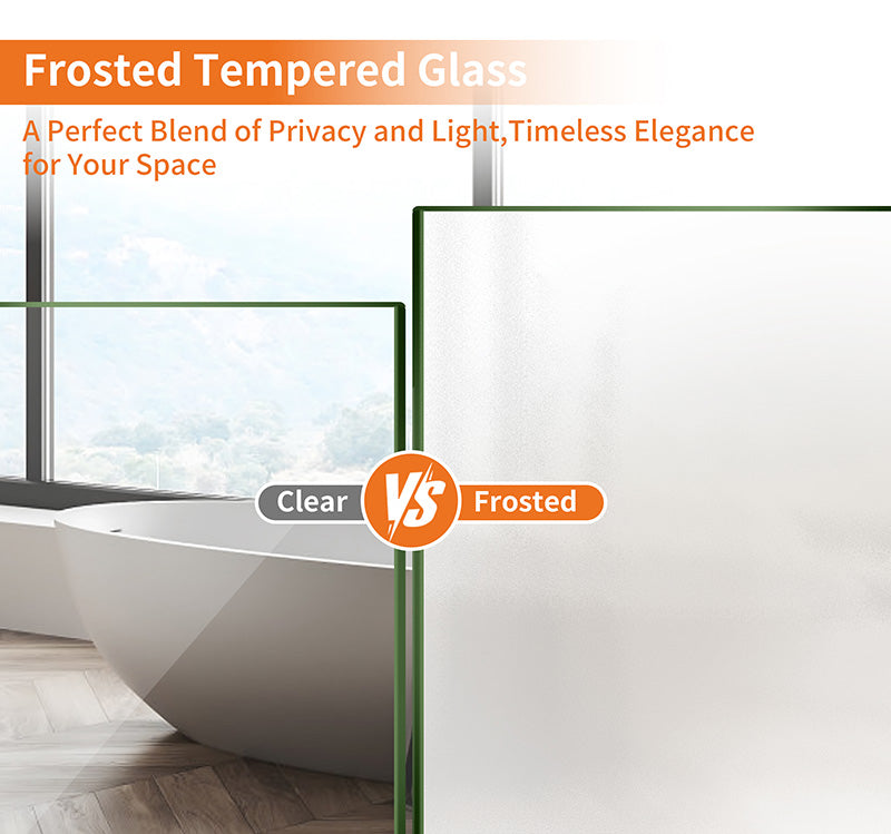 Single Panel Frosted Shower Glass 59" × 56" | BE-GLASS1H-5956-F