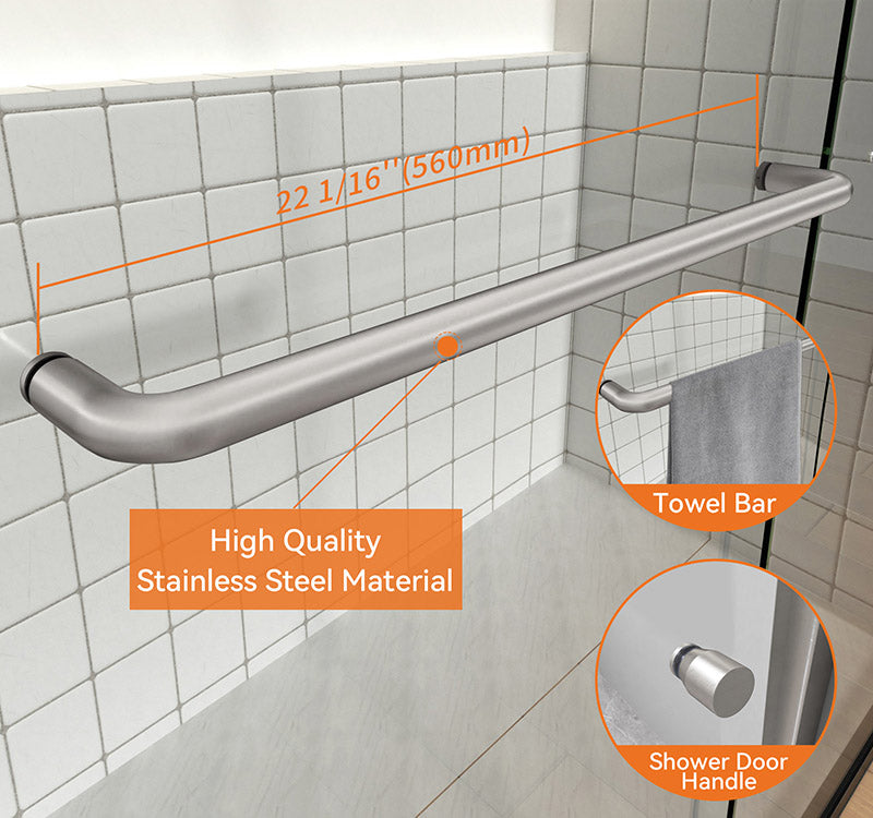 Pivot Shower Door, 44-48“ W x 72” H, 1/4" (6mm) Tempered Glass, with Shattered-Proof Flim and Easy Clean Coating.Brushed Nickel Shower Glass Door