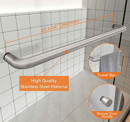 Pivot Shower Door, 44-48“ W x 72” H, 1/4" (6mm) Tempered Glass, with Shattered-Proof Flim and Easy Clean Coating.Brushed Nickel Shower Glass Door