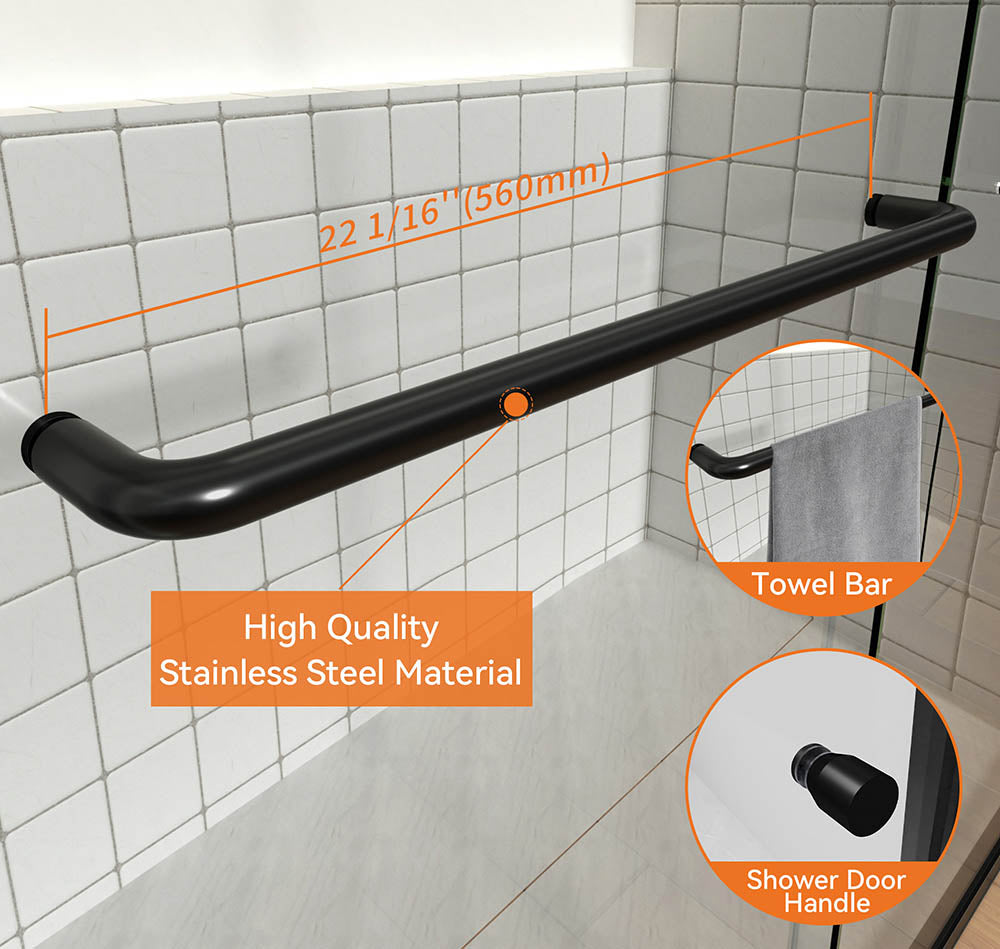 44-48 in W x 72 in H Aluminium Framed Shower Door Matte Black Hinged Door
