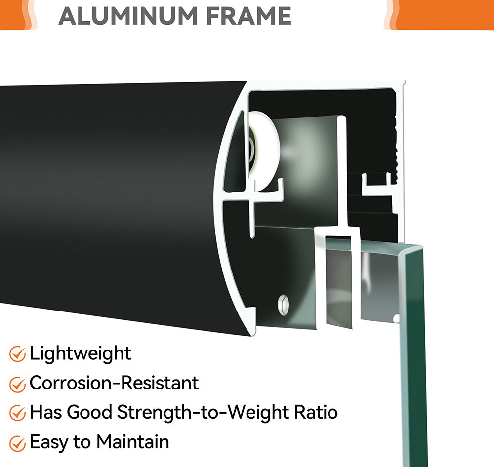 44-48 in W x 72 in H Aluminium Framed Shower Door Matte Black Hinged Door