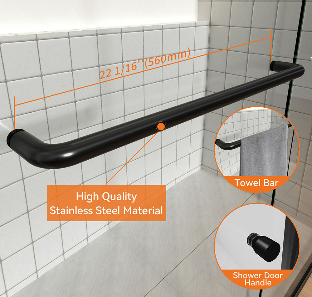 44-48 in W x 72 in H Aluminium Framed Shower Door Matte Black Hinged Door