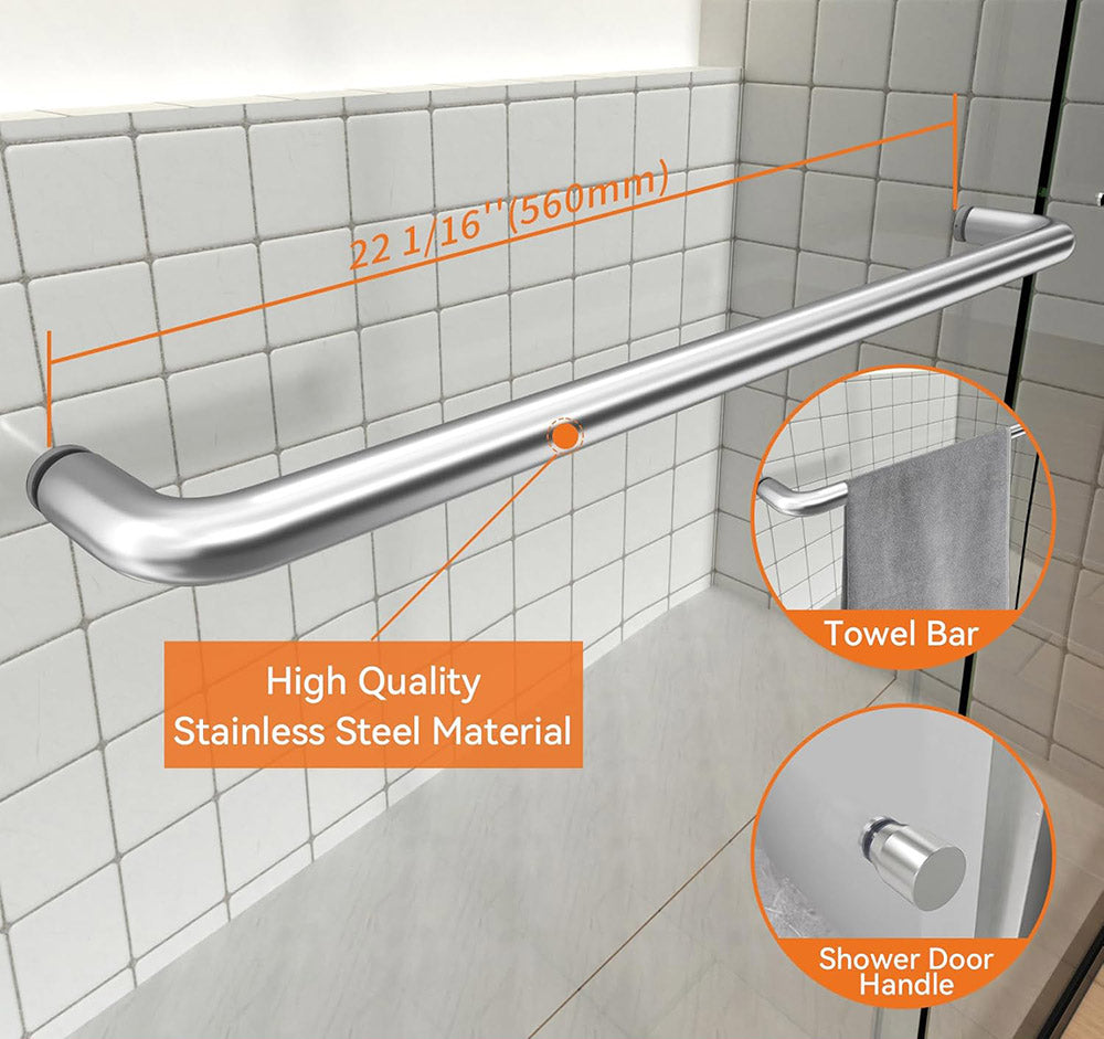 iBath Semi-Frameless Sliding Shower Door, 50–54" W x 72" H, Chrome Finish