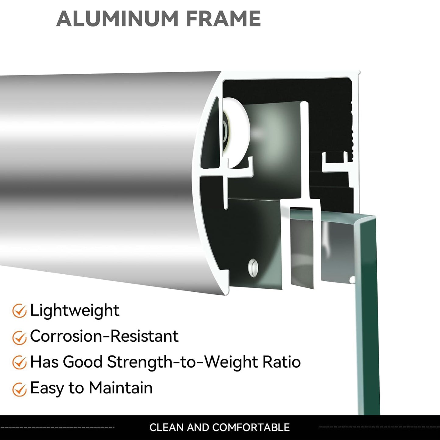 iBath Semi-Frameless Sliding Shower Door, 50–54" W x 72" H, Chrome Finish