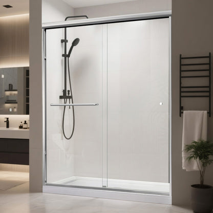 iBath Sliding Shower Door, 56–60" W x 72" H, Chrome Finish