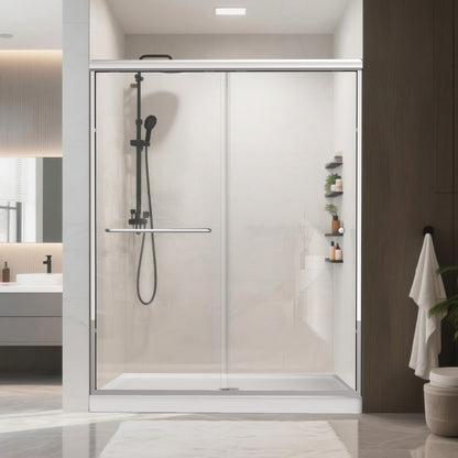 iBath Double Bypass Shower Door, 56–60" W x 72" H, Semi-Frameless