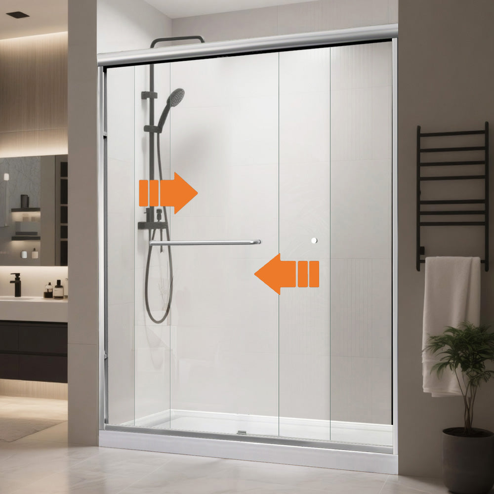 iBath Double Bypass Shower Door, 56–60" W x 72" H, Semi-Frameless
