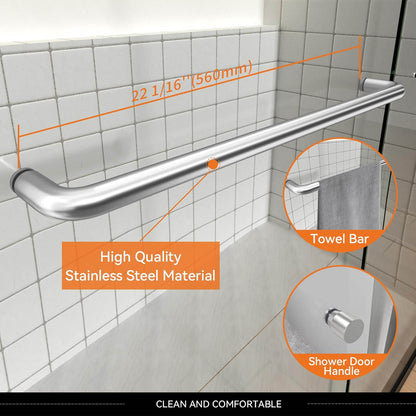 iBath Double Bypass Shower Door, 56–60" W x 72" H, Semi-Frameless