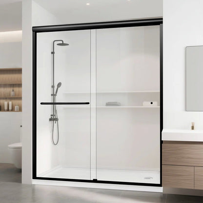 iBath Double Sliding Shower Door, 56"-60" W x 72" H, Matte Black
