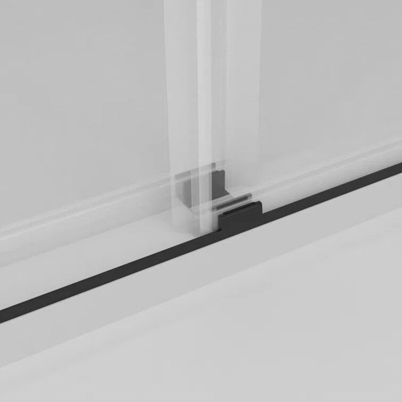 iBath Frameless Sliding Bathtub Door, 56–60'' W x 60'' H, Matte Black Finish