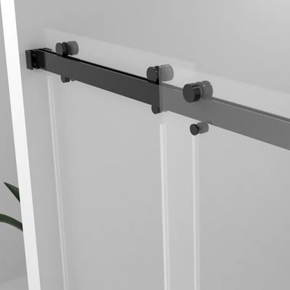 iBath Frameless Sliding Bathtub Door, 56–60'' W x 60'' H, Matte Black Finish