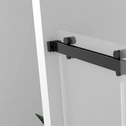 iBath Frameless Sliding Bathtub Door, 56–60'' W x 60'' H, Matte Black Finish