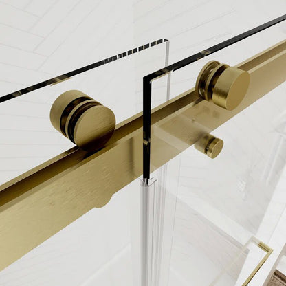 iBath Frameless Double Sliding Shower Door, 50–54'' W x 76'' H, Brushed Gold