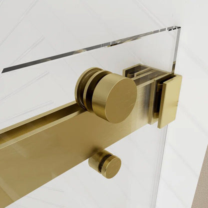 iBath Frameless Double Sliding Shower Door, 50–54'' W x 76'' H, Brushed Gold