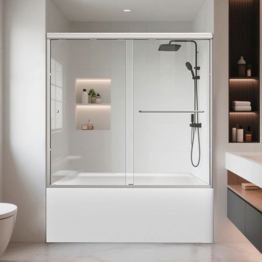 iBath Sliding Tub Door, 56–60" W, Brushed Nickel – Berlin