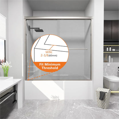 iBath Sliding Tub Door, 56–60" W, Brushed Nickel – Berlin