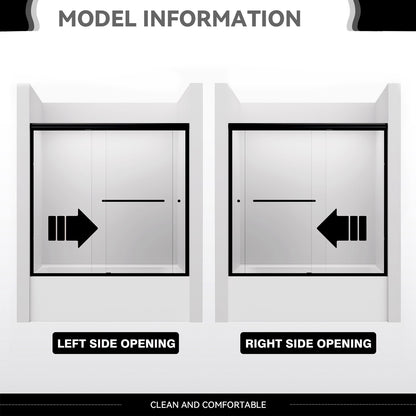 iBath Sliding Tub Door, 56–60" W, Brushed Nickel – Berlin