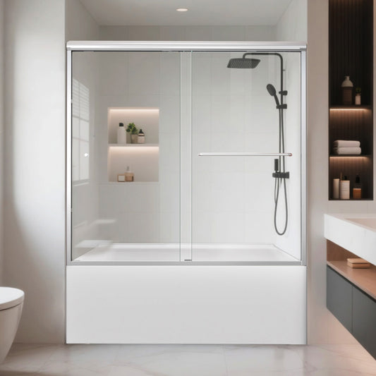 iBath Sliding Bathtub Door, Chrome, 56–60" W