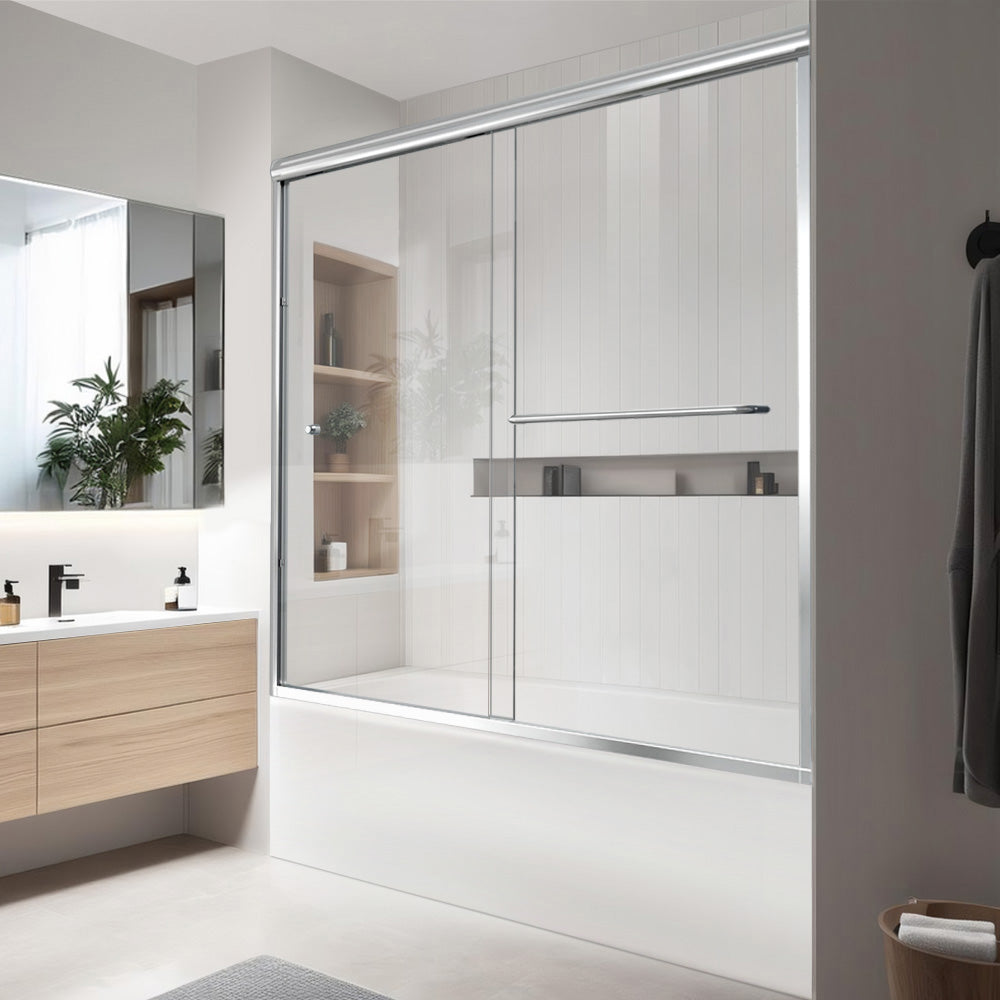 iBath Sliding Bathtub Door, Chrome, 56–60" W