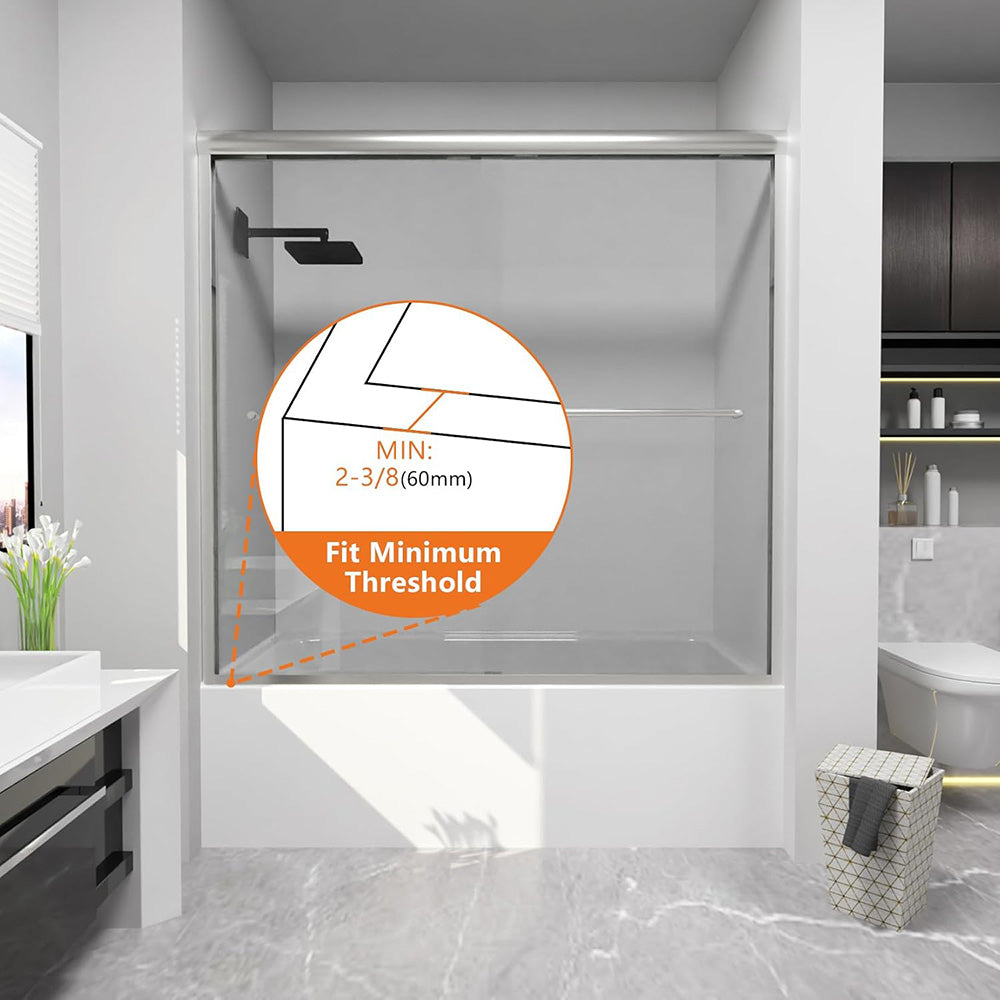 iBath Sliding Bathtub Door, Chrome, 56–60" W