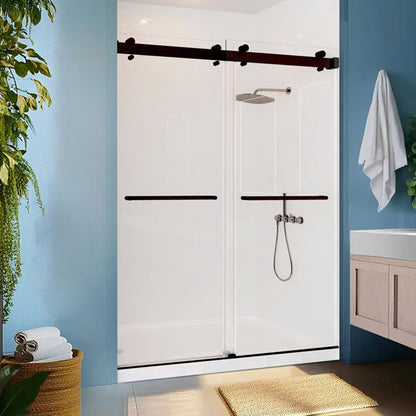 iBath Double Sliding Frameless Shower Door, 50–54" W × 76" H, 3/8" Tempered Glass