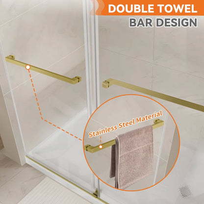 iBath 60"W x 76"H Sliding Shower Door, 10mm Glass, Smooth Glide – KDSC-6076-BG-W