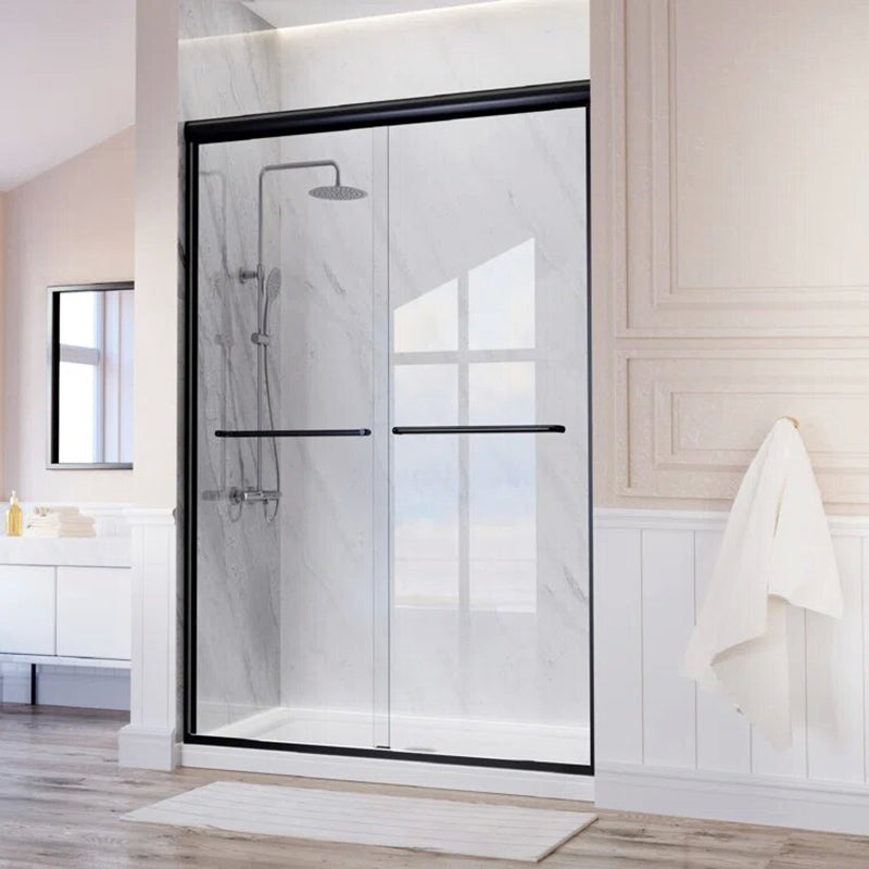 iBath Shower Glass Door 44"-48" W Adjustable x 72" H Semi-Frameless Bypass Sliding Shower Doors with 1/4" (6mm) ANSI Tempered Safety Glass. Matte Black