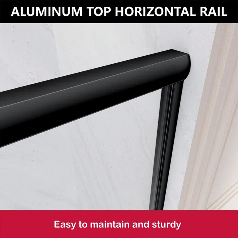 iBath Shower Glass Door 44"-48" W Adjustable x 72" H Semi-Frameless Bypass Sliding Shower Doors with 1/4" (6mm) ANSI Tempered Safety Glass. Matte Black