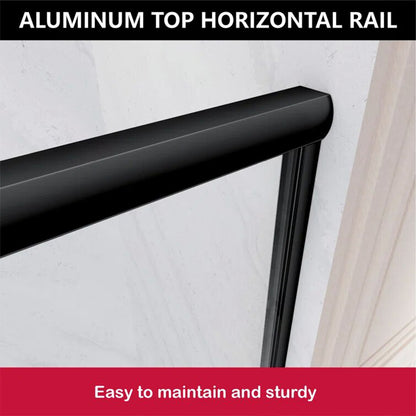 iBath Shower Glass Door 44"-48" W Adjustable x 72" H Semi-Frameless Bypass Sliding Shower Doors with 1/4" (6mm) ANSI Tempered Safety Glass. Matte Black