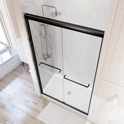 iBath Shower Glass Door 44"-48" W Adjustable x 72" H Semi-Frameless Bypass Sliding Shower Doors with 1/4" (6mm) ANSI Tempered Safety Glass. Matte Black