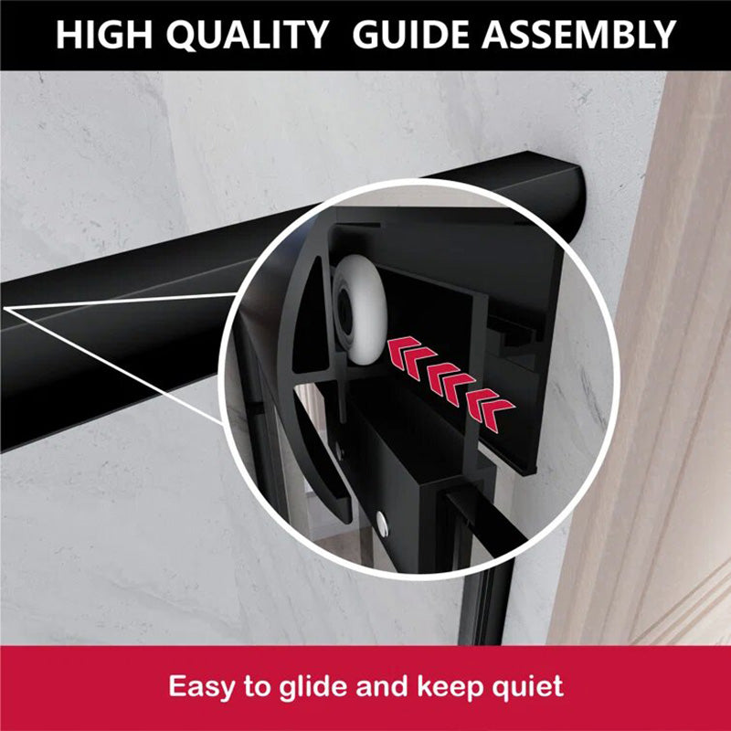 iBath Framed Sliding Shower Door, 44–48'' W x 72'' H, Matte Black