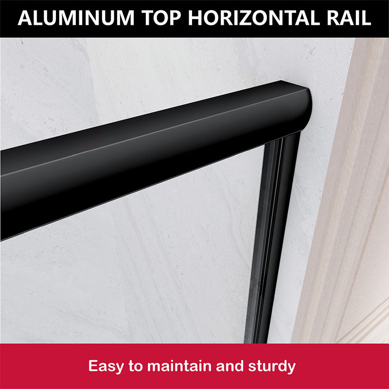 iBath 55" - 59'' W x 60'' H Double Sliding Semi-Frameless Tub Door, Matte Black