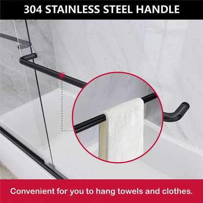 iBath 55" - 59'' W x 60'' H Double Sliding Semi-Frameless Tub Door, Matte Black