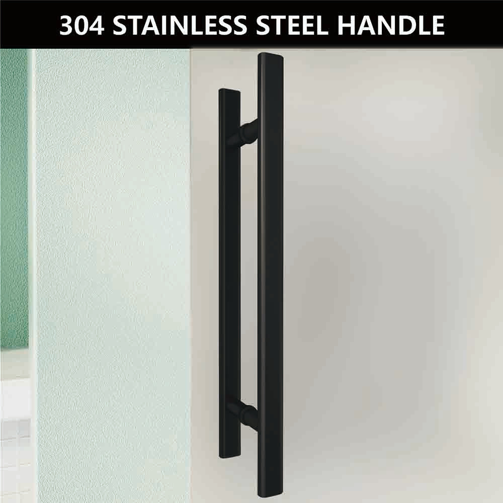 iBath 48 in. W x 72 in. H Frameless Pivot Shower Door in Matte Black with Frosted Glass