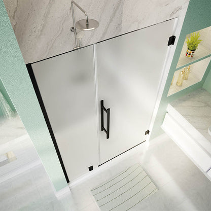 iBath 48 in. W x 72 in. H Frameless Pivot Shower Door in Matte Black with Frosted Glass