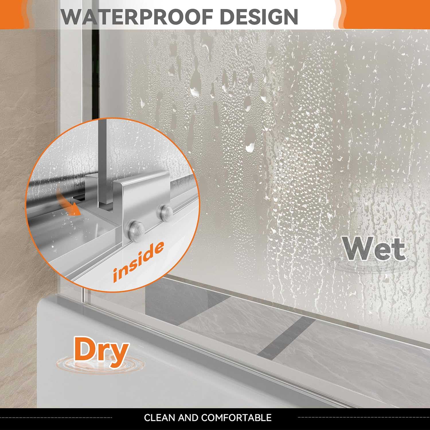 iBath Semi-Frameless Sliding Tub Door, 56–60