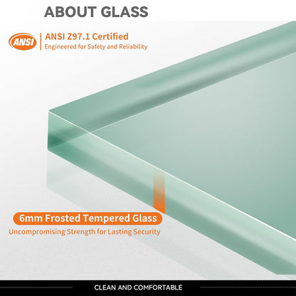 iBath Semi-Frameless Sliding Bathtub Door, 56–60" W x 56" H, Frosted Tempered Glass