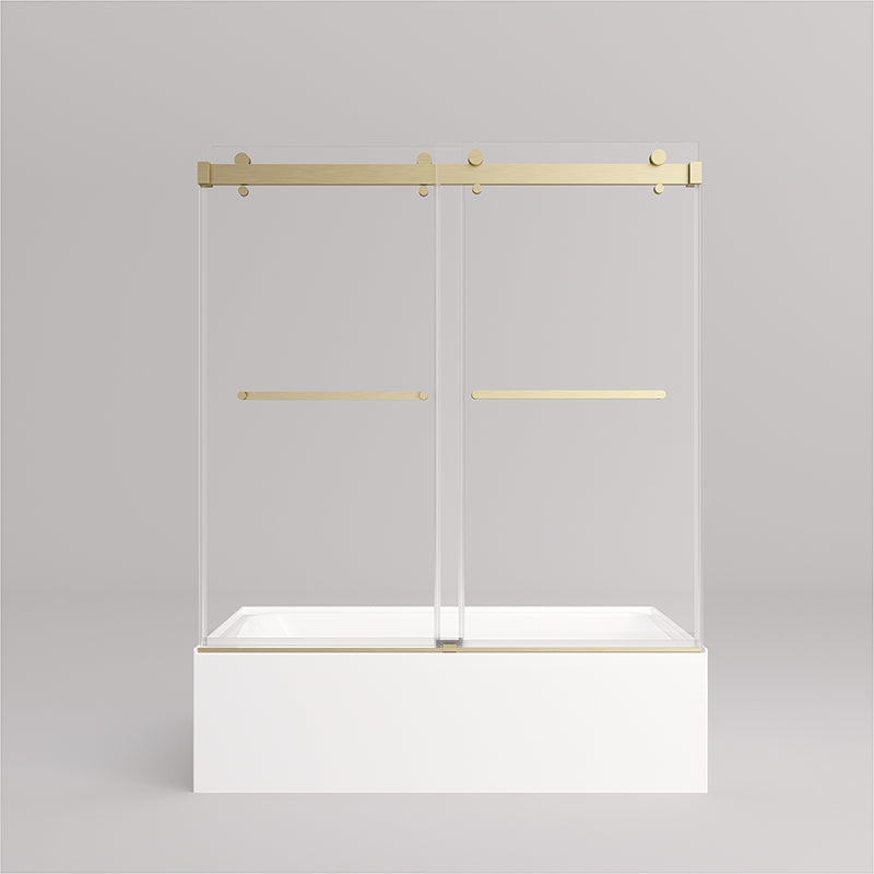 iBath Frameless Shower Door 56-60" W × 66" H 3/8" SGCC Tempered Glass Easy Clean