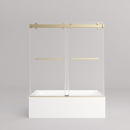 iBath Frameless Shower Door 56-60" W × 66" H 3/8" SGCC Tempered Glass Easy Clean