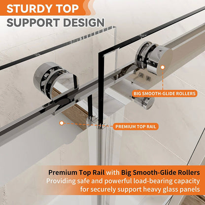 iBath Frameless Bathtub Door KDSC6066-BN, 56–60" × 66"