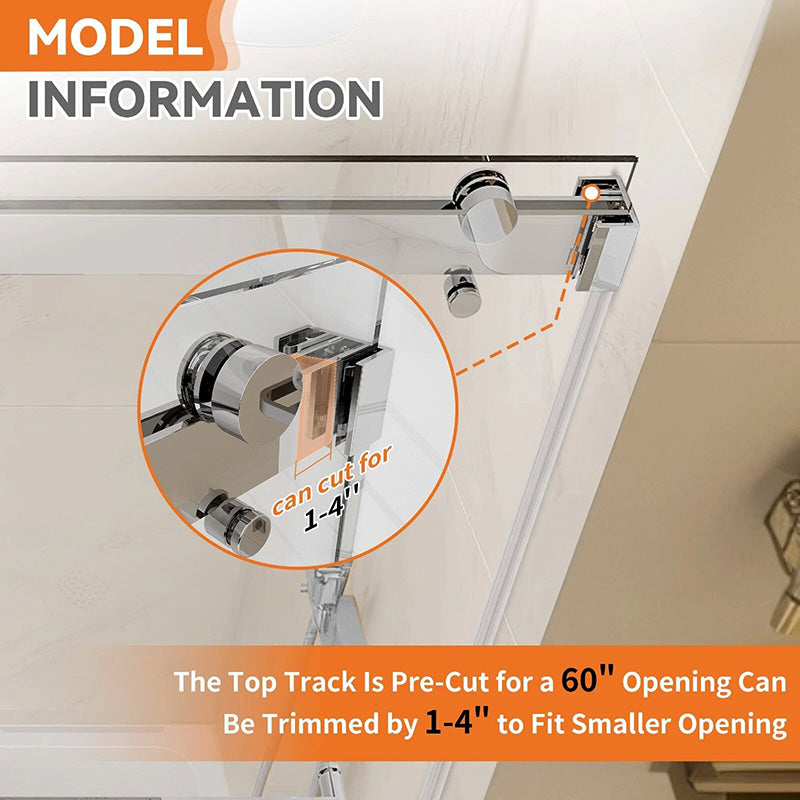 iBath Frameless Bathtub Door KDSC6066-BN, 56–60" × 66"