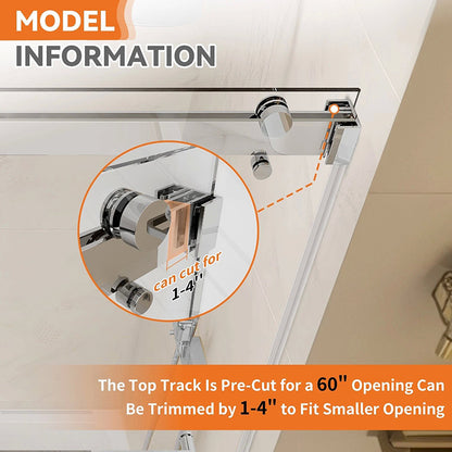 iBath Frameless Bathtub Door KDSC6066-BN, 56–60" × 66"