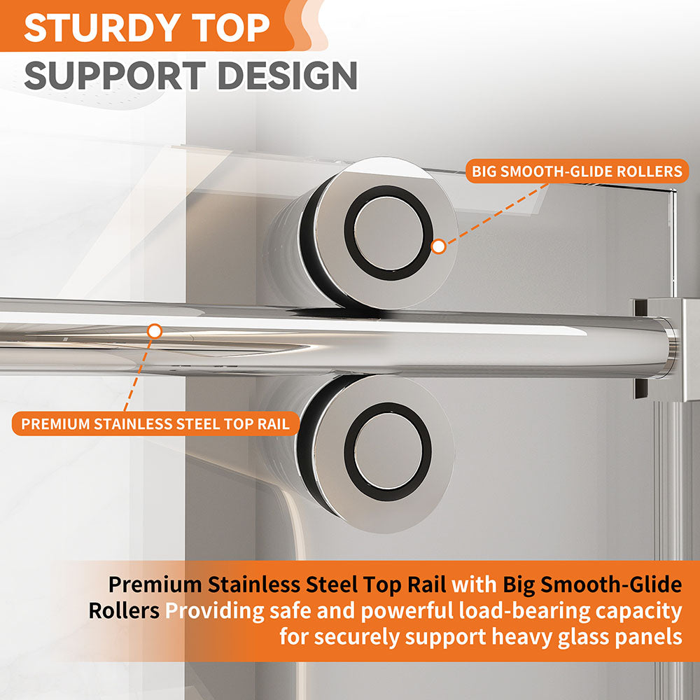 48 in. W x 76 in. H Single Sliding Frameless Shower Door in Chrome with 3/8 in. Clear Tempered Glass