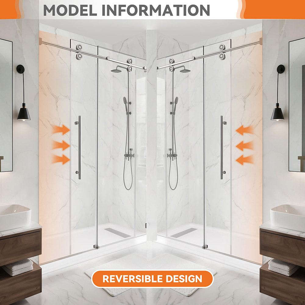 48 in. W x 76 in. H Single Sliding Frameless Shower Door in Chrome with 3/8 in. Clear Tempered Glass