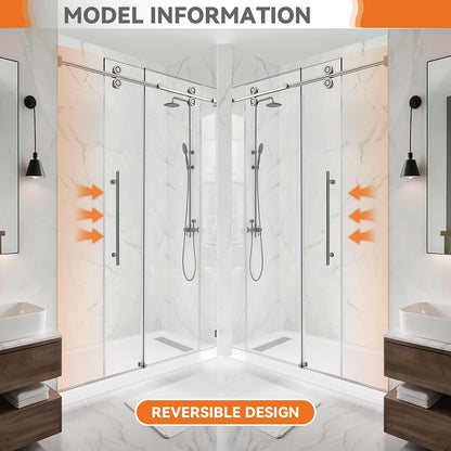 48 in. W x 76 in. H Single Sliding Frameless Shower Door in Chrome with 3/8 in. Clear Tempered Glass