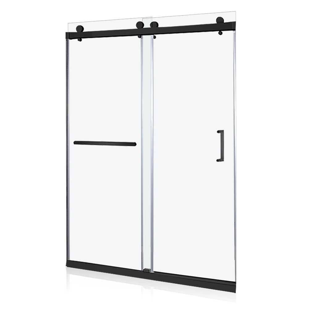 iBath 56-60 Inch W × 76 Inch H Double Sliding Frameless Shower Door With 3/8 Inch Tempered Clear Glass IB-PA5976-MB