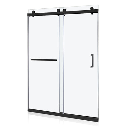 iBath 56-60 Inch W × 76 Inch H Double Sliding Frameless Shower Door With 3/8 Inch Tempered Clear Glass IB-PA5976-MB