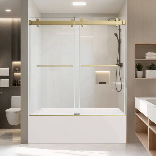 iBath 60" x 66" Sliding Bathtub Door | Adjustable 4" Range, Reversible Installation KDS-6066-BG-W