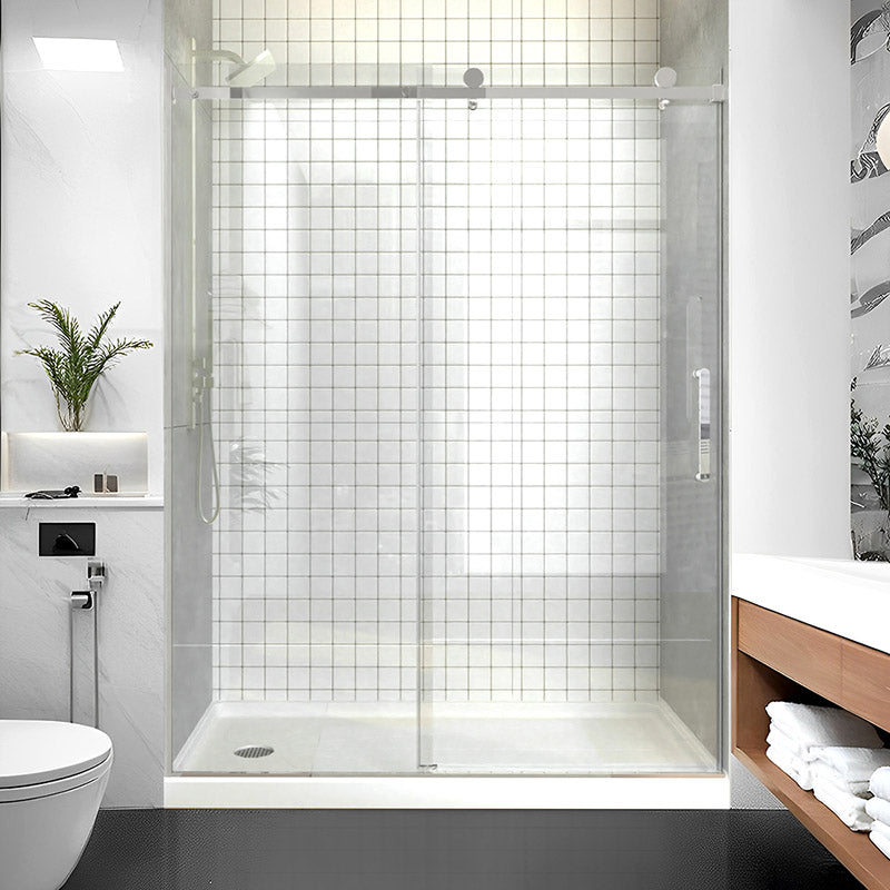 iBath Single Sliding Frameless Shower Door, 55–59" W x 75" H