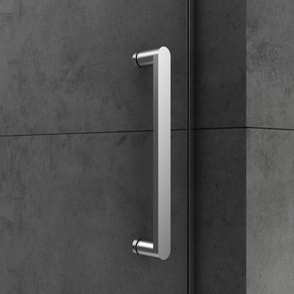 iBath Frameless Single Sliding Shower Door, 55–59" W x 75" H, Rectangular Sliding Rail, 3/8" Tempered Glass, Chrome, TE-5975-CH-40